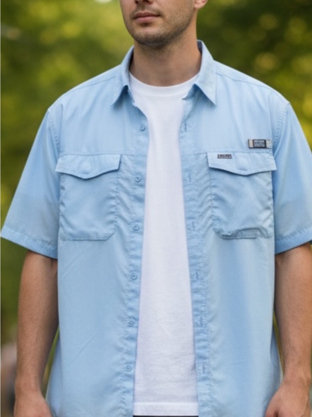 Habitat Light Blue Short Sleeve Button-Down Shirt